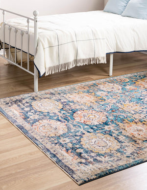 Blue 6' x 9' 2 Lola Rectangle Area Rug Polypropylene With Jute Backing Traditional Pattern Easy Clean Carpet for Home Interior Design for Sale at Rug Engine