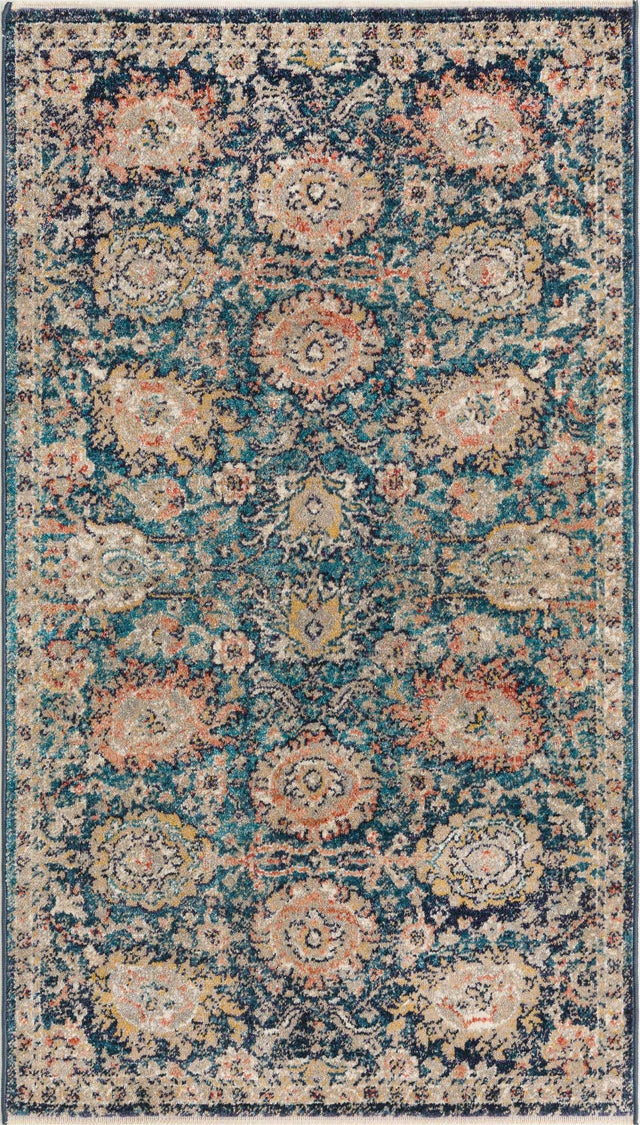 Blue 2' 11 x 5' 3 Lola Rectangle Area Rug Polypropylene With Jute Backing Traditional Pattern Easy Clean Carpet for Home Interior Design for Sale at Rug Engine