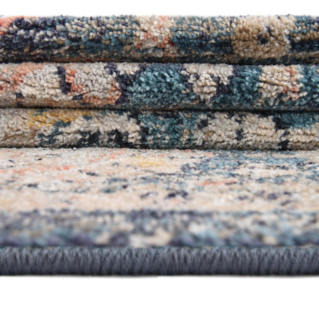 Blue 3' 11 x 3' 11 Lola Round Area Rug Polypropylene With Jute Backing Traditional Pattern Easy Clean Carpet for Home Interior Design for Sale at Rug Engine