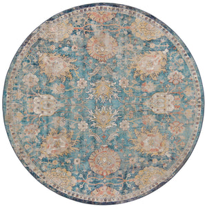 Blue 7' 10 x 7' 10 Lola Round Area Rug Polypropylene With Jute Backing Traditional Pattern Easy Clean Carpet for Home Interior Design for Sale at Rug Engine