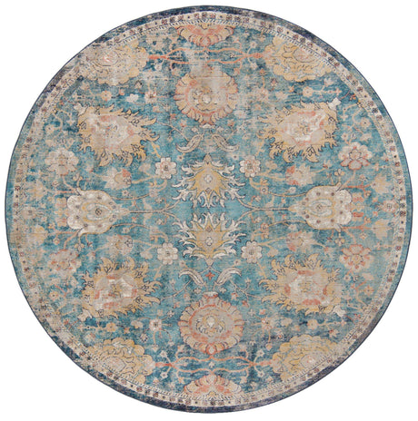 Blue 7' 10 x 7' 10 Lola Round Area Rug Polypropylene With Jute Backing Traditional Pattern Easy Clean Carpet for Home Interior Design for Sale at Rug Engine