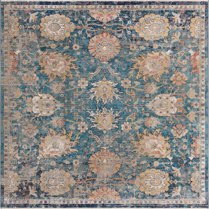 Blue 7' 10 x 7' 10 Lola Square Area Rug Polypropylene With Jute Backing Traditional Pattern Easy Clean Carpet for Home Interior Design for Sale at Rug Engine
