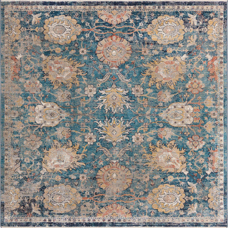 Blue 7' 10 x 7' 10 Lola Square Area Rug Polypropylene With Jute Backing Traditional Pattern Easy Clean Carpet for Home Interior Design for Sale at Rug Engine
