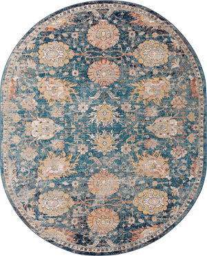 Blue 7' 10 x 10' 2 Lola Oval Area Rug Polypropylene With Jute Backing Traditional Pattern Easy Clean Carpet for Home Interior Design for Sale at Rug Engine