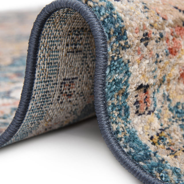 Blue 2' x 13' Lola Runner Area Rug Polypropylene With Jute Backing Traditional Pattern Easy Clean Carpet for Home Interior Design for Sale at Rug Engine