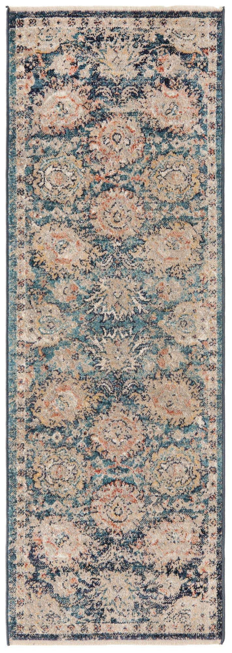 Blue 2' x 5' 11 Lola Runner Area Rug Polypropylene With Jute Backing Traditional Pattern Easy Clean Carpet for Home Interior Design for Sale at Rug Engine