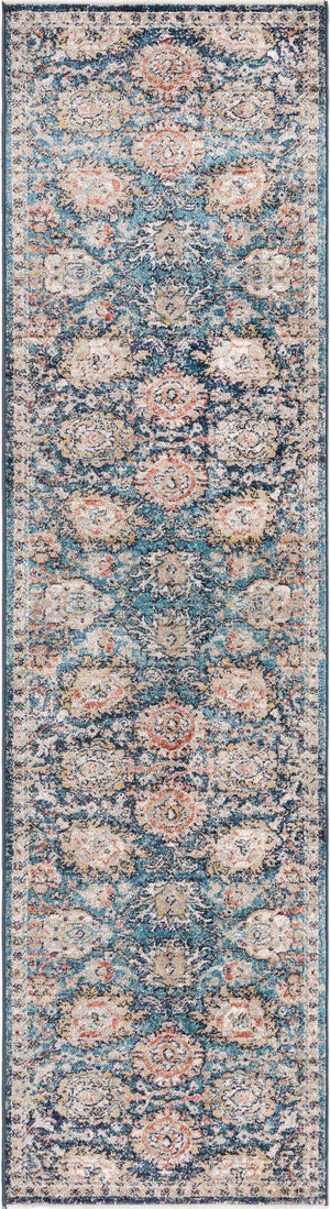 Blue 2' 7 x 10' 2 Lola Runner Area Rug Polypropylene With Jute Backing Traditional Pattern Easy Clean Carpet for Home Interior Design for Sale at Rug Engine