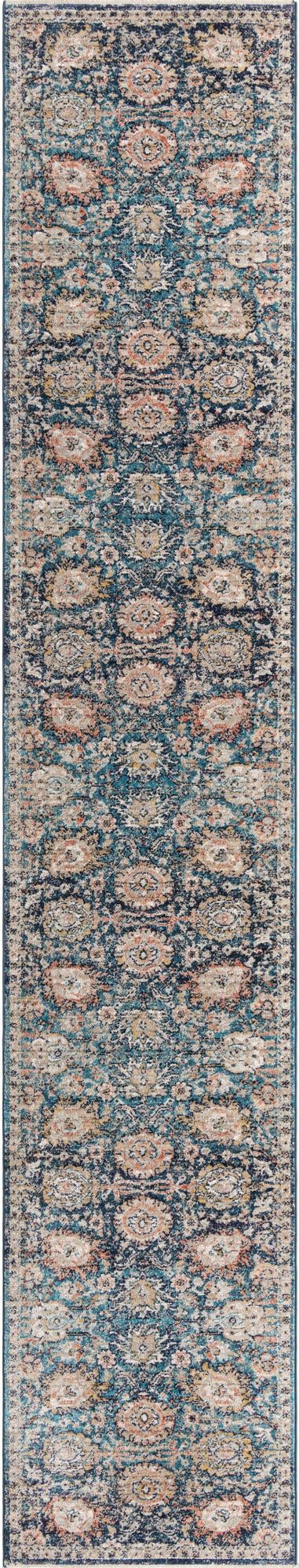 Blue 2' 11 x 16' 5 Lola Runner Area Rug Polypropylene With Jute Backing Traditional Pattern Easy Clean Carpet for Home Interior Design for Sale at Rug Engine