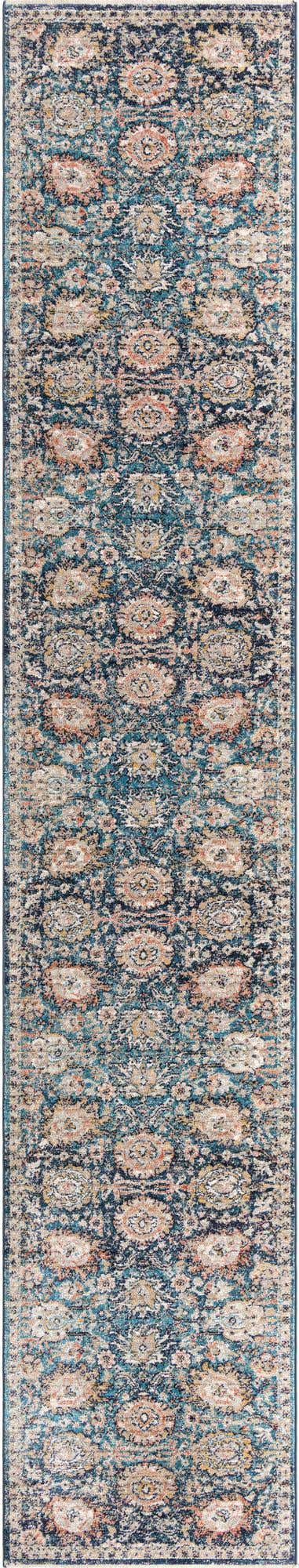 Blue 2' 11 x 16' 5 Lola Runner Area Rug Polypropylene With Jute Backing Traditional Pattern Easy Clean Carpet for Home Interior Design for Sale at Rug Engine