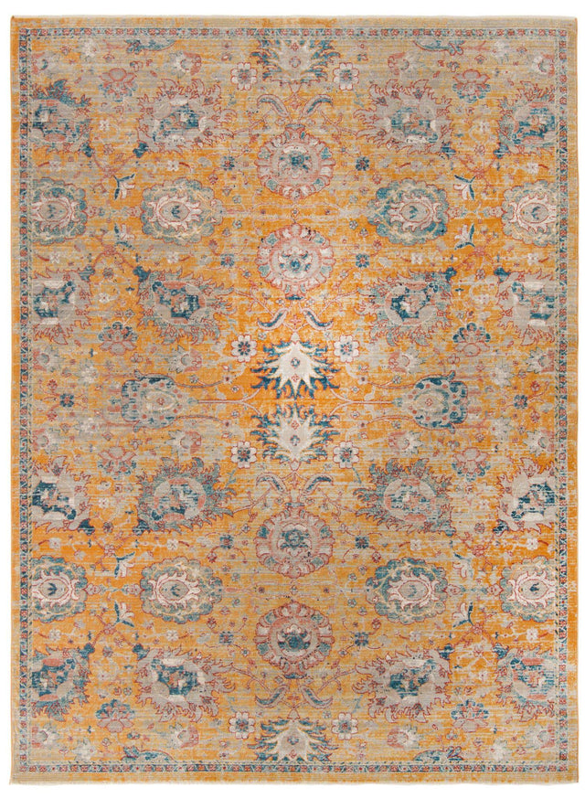 Yellow 9' x 12' Lola Rectangle Area Rug Polypropylene With Jute Backing Traditional Pattern Easy Clean Carpet for Home Interior Design for Sale at Rug Engine