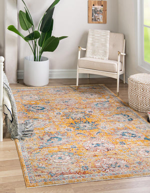 Yellow 7' x 10' 2 Lola Rectangle Area Rug Polypropylene With Jute Backing Traditional Pattern Easy Clean Carpet for Home Interior Design for Sale at Rug Engine