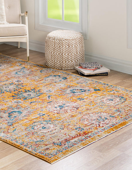 Yellow 3' 11 x 5' 11 Lola Rectangle Area Rug Polypropylene With Jute Backing Traditional Pattern Easy Clean Carpet for Home Interior Design for Sale at Rug Engine