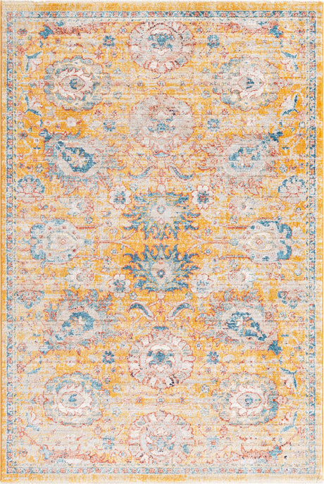 Yellow 5' 3 x 8' Lola Rectangle Area Rug Polypropylene With Jute Backing Traditional Pattern Easy Clean Carpet for Home Interior Design for Sale at Rug Engine