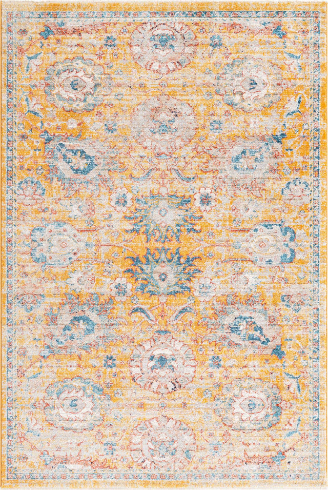 Yellow 5' 3 x 8' Lola Rectangle Area Rug Polypropylene With Jute Backing Traditional Pattern Easy Clean Carpet for Home Interior Design for Sale at Rug Engine