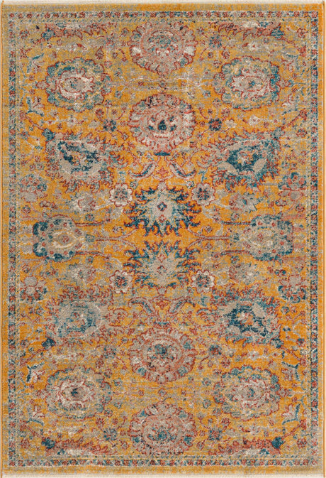 Yellow 3' 11 x 5' 11 Lola Rectangle Area Rug Polypropylene With Jute Backing Traditional Pattern Easy Clean Carpet for Home Interior Design for Sale at Rug Engine
