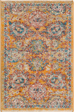 Yellow 2' x 3' Lola Rectangle Area Rug Polypropylene With Jute Backing Traditional Pattern Easy Clean Carpet for Home Interior Design for Sale at Rug Engine