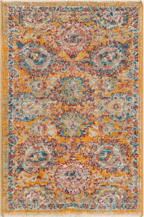 Yellow 2' x 3' Lola Rectangle Area Rug Polypropylene With Jute Backing Traditional Pattern Easy Clean Carpet for Home Interior Design for Sale at Rug Engine