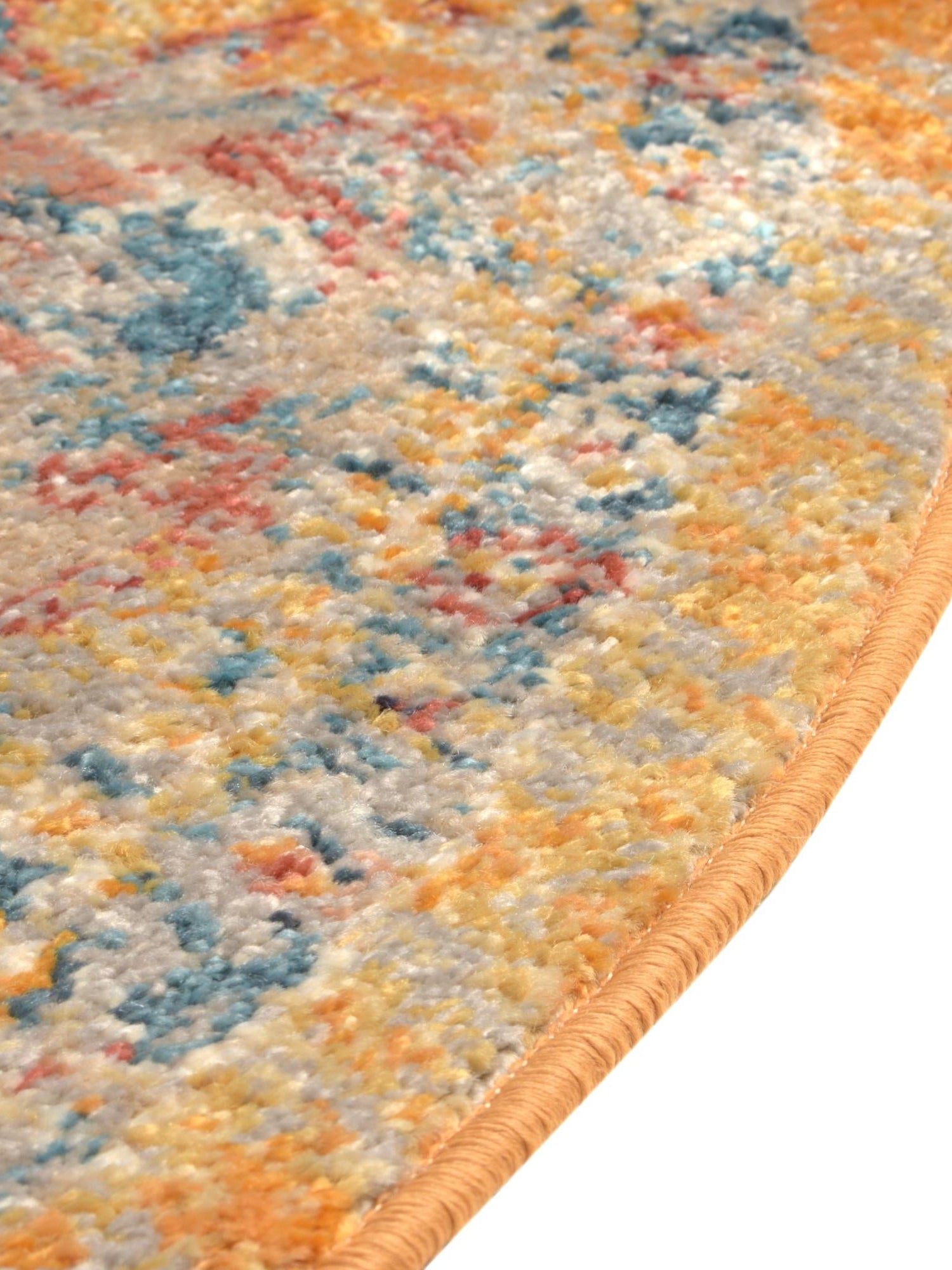 Yellow 7' 10 x 7' 10 Lola Round Area Rug Polypropylene With Jute Backing Traditional Pattern Easy Clean Carpet for Home Interior Design for Sale at Rug Engine