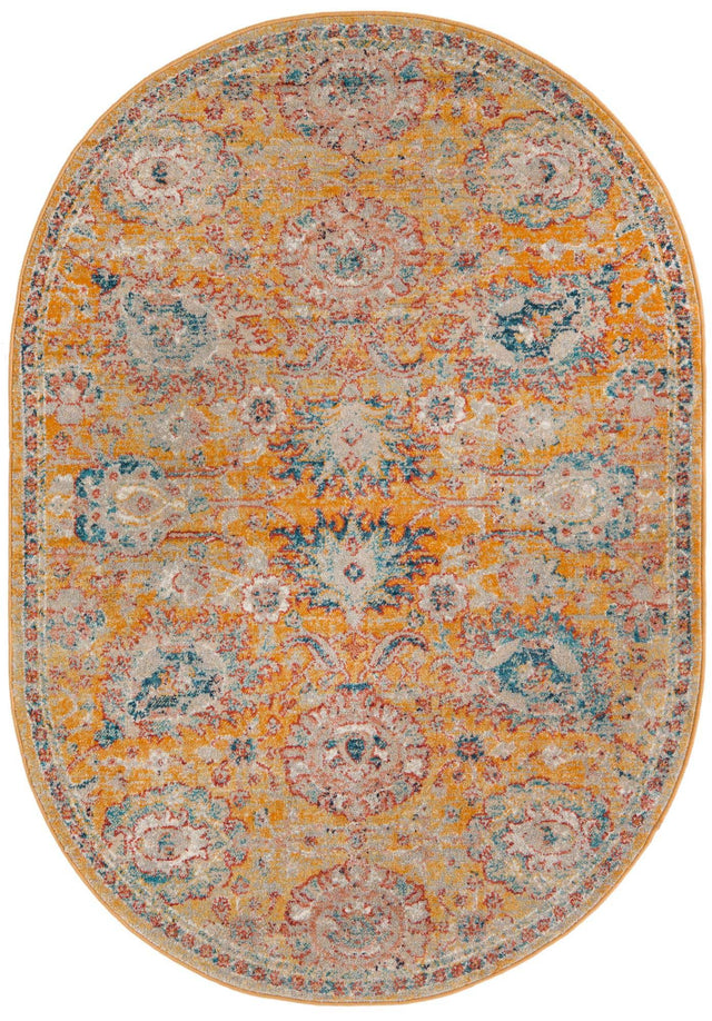 Yellow 3' 11 x 5' 11 Lola Oval Area Rug Polypropylene With Jute Backing Traditional Pattern Easy Clean Carpet for Home Interior Design for Sale at Rug Engine