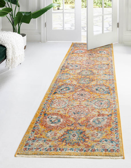 Yellow 2' 7 x 10' 2 Lola Runner Area Rug Polypropylene With Jute Backing Traditional Pattern Easy Clean Carpet for Home Interior Design for Sale at Rug Engine