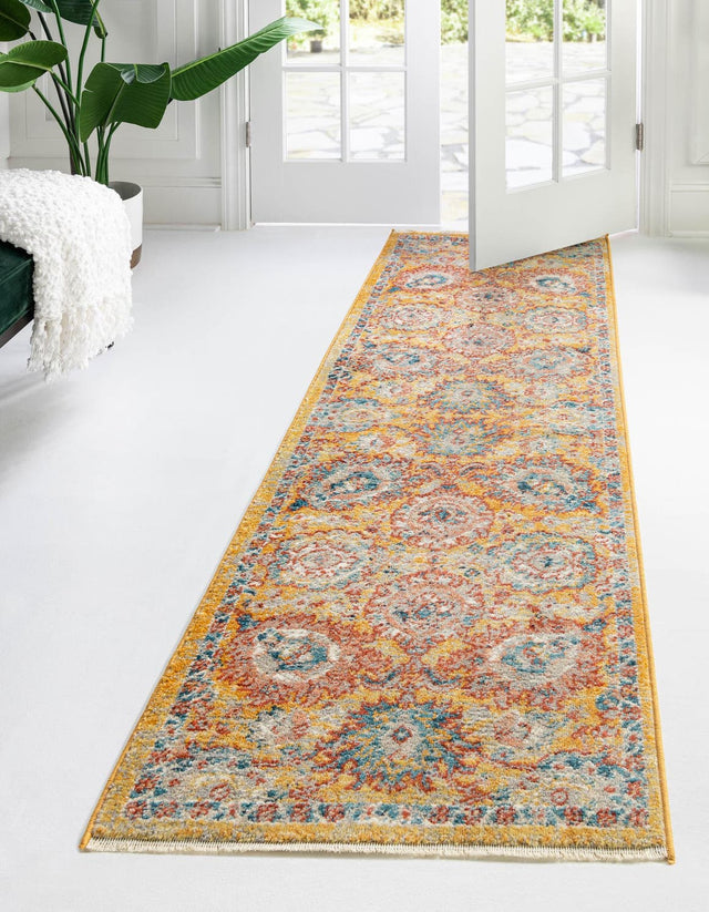 Yellow 2' x 5' 11 Lola Runner Area Rug Polypropylene With Jute Backing Traditional Pattern Easy Clean Carpet for Home Interior Design for Sale at Rug Engine