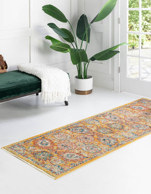 Yellow 2' 11 x 16' 5 Lola Runner Area Rug Polypropylene With Jute Backing Traditional Pattern Easy Clean Carpet for Home Interior Design for Sale at Rug Engine