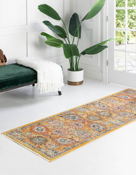 Yellow 2' x 5' 11 Lola Runner Area Rug Polypropylene With Jute Backing Traditional Pattern Easy Clean Carpet for Home Interior Design for Sale at Rug Engine