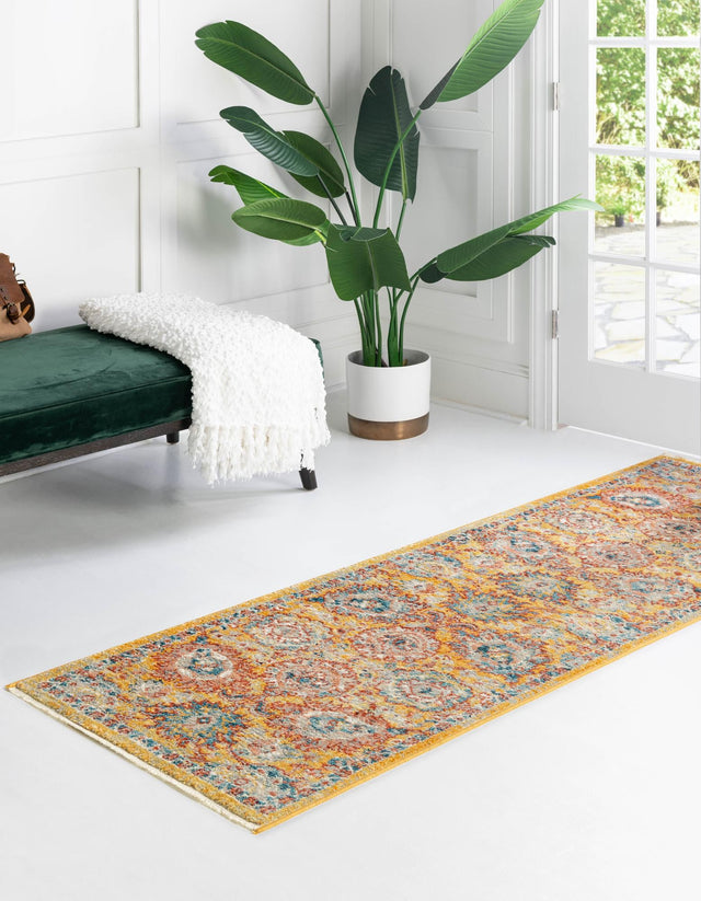 Yellow 2' x 5' 11 Lola Runner Area Rug Polypropylene With Jute Backing Traditional Pattern Easy Clean Carpet for Home Interior Design for Sale at Rug Engine