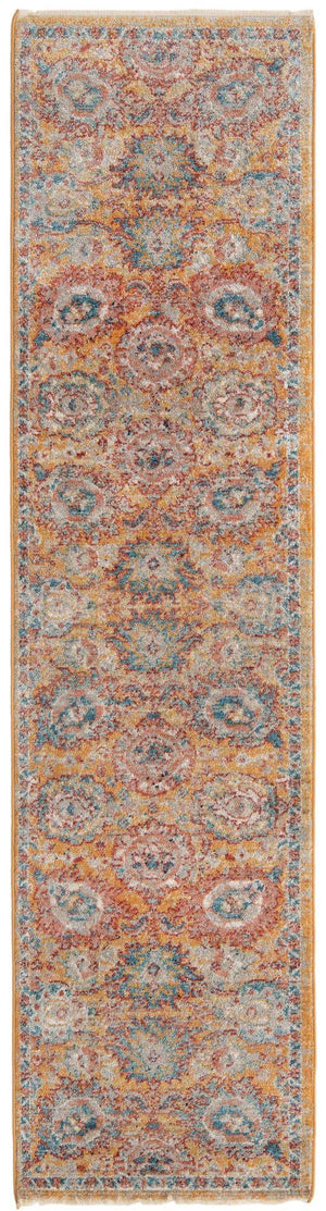 Yellow 2' x 8' Lola Runner Area Rug Polypropylene With Jute Backing Traditional Pattern Easy Clean Carpet for Home Interior Design for Sale at Rug Engine