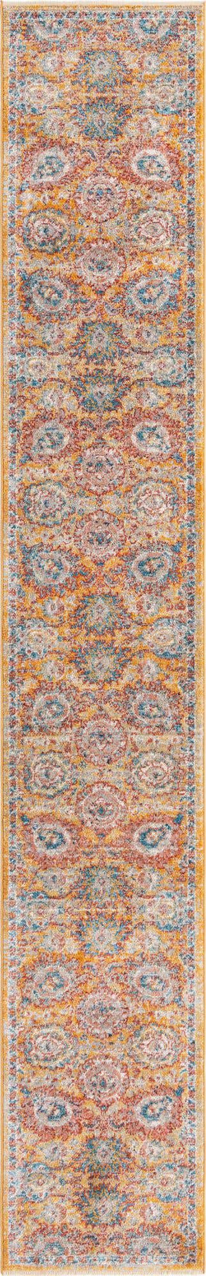 Yellow 2' x 13' Lola Runner Area Rug Polypropylene With Jute Backing Traditional Pattern Easy Clean Carpet for Home Interior Design for Sale at Rug Engine