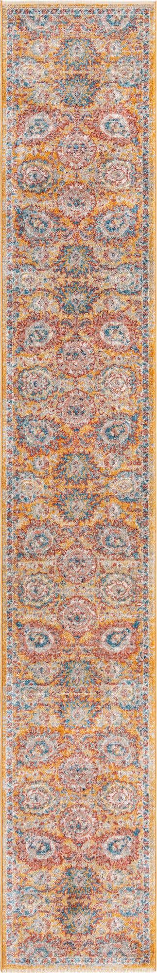 Yellow 2' x 13' Lola Runner Area Rug Polypropylene With Jute Backing Traditional Pattern Easy Clean Carpet for Home Interior Design for Sale at Rug Engine