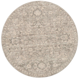 Gray 3' 11 x 3' 11 Lola Round Area Rug Polypropylene With Jute Backing Traditional Pattern Easy Clean Carpet for Home Interior Design for Sale at Rug Engine