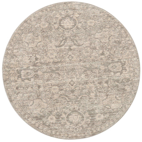 Gray 3' 11 x 3' 11 Lola Round Area Rug Polypropylene With Jute Backing Traditional Pattern Easy Clean Carpet for Home Interior Design for Sale at Rug Engine