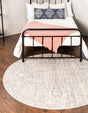 Gray 7' 10 x 7' 10 Lola Round Area Rug Polypropylene With Jute Backing Traditional Pattern Easy Clean Carpet for Home Interior Design for Sale at Rug Engine