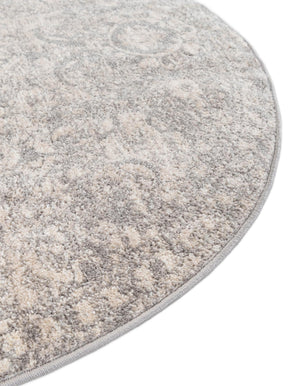 Gray 3' 11 x 3' 11 Lola Round Area Rug Polypropylene With Jute Backing Traditional Pattern Easy Clean Carpet for Home Interior Design for Sale at Rug Engine