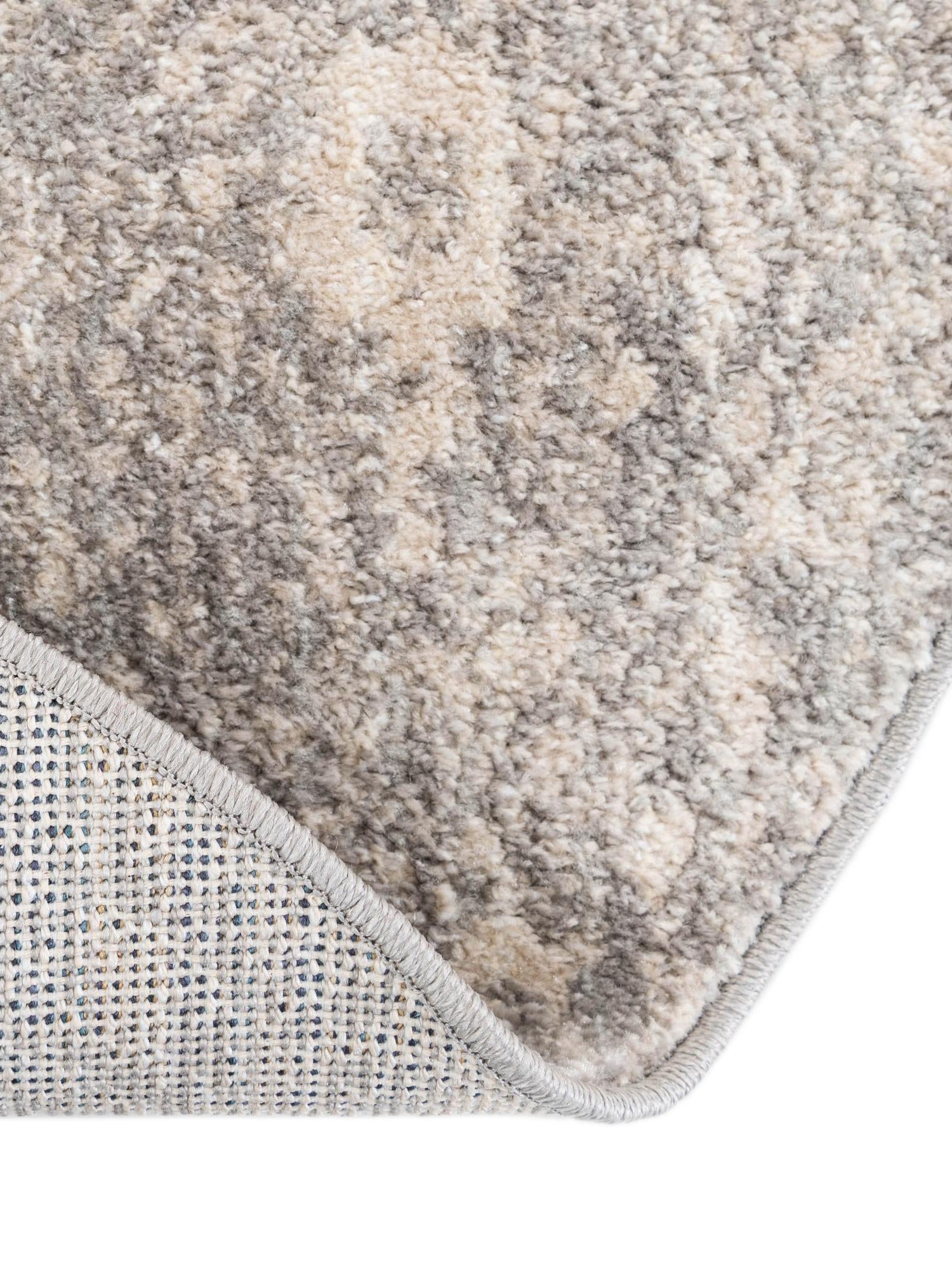 Gray 5' 2 x 5' 2 Lola Round Area Rug Polypropylene With Jute Backing Traditional Pattern Easy Clean Carpet for Home Interior Design for Sale at Rug Engine