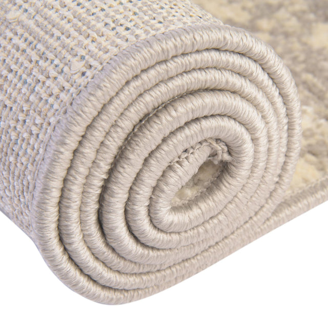 Gray 7' x 7' Lola Round Area Rug Polypropylene With Jute Backing Traditional Pattern Easy Clean Carpet for Home Interior Design for Sale at Rug Engine
