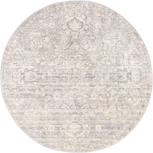 Gray 5' 2 x 5' 2 Lola Round Area Rug Polypropylene With Jute Backing Traditional Pattern Easy Clean Carpet for Home Interior Design for Sale at Rug Engine