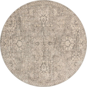 Gray 7' 10 x 7' 10 Lola Round Area Rug Polypropylene With Jute Backing Traditional Pattern Easy Clean Carpet for Home Interior Design for Sale at Rug Engine