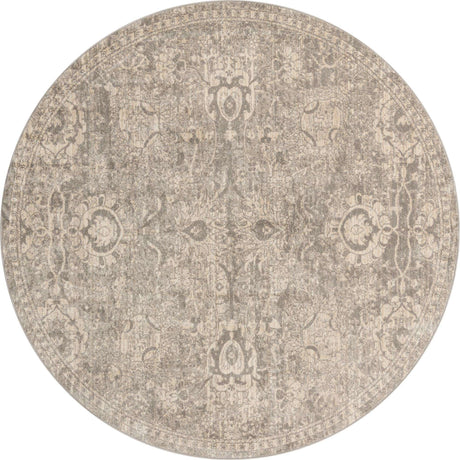 Gray 7' 10 x 7' 10 Lola Round Area Rug Polypropylene With Jute Backing Traditional Pattern Easy Clean Carpet for Home Interior Design for Sale at Rug Engine