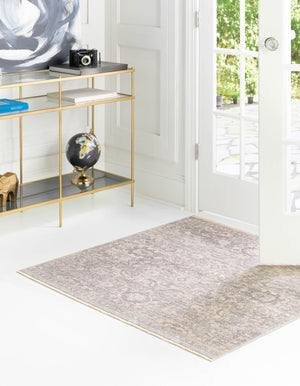 Gray 3' 11 x 3' 11 Lola Square Area Rug Polypropylene With Jute Backing Traditional Pattern Easy Clean Carpet for Home Interior Design for Sale at Rug Engine