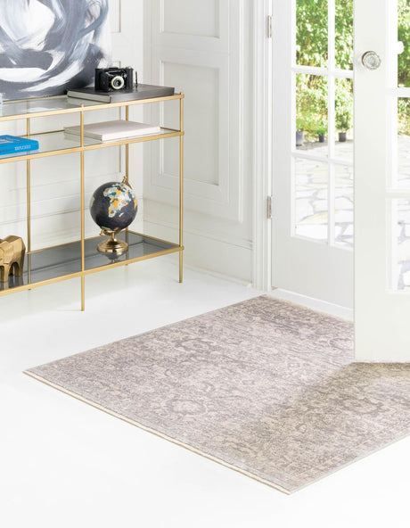 Gray 3' 11 x 3' 11 Lola Square Area Rug Polypropylene With Jute Backing Traditional Pattern Easy Clean Carpet for Home Interior Design for Sale at Rug Engine