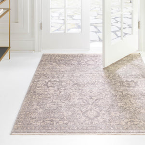 Gray 3' 11 x 3' 11 Lola Square Area Rug Polypropylene With Jute Backing Traditional Pattern Easy Clean Carpet for Home Interior Design for Sale at Rug Engine