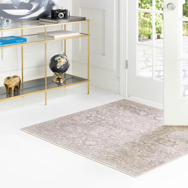 Gray 3' 11 x 3' 11 Lola Square Area Rug Polypropylene With Jute Backing Traditional Pattern Easy Clean Carpet for Home Interior Design for Sale at Rug Engine