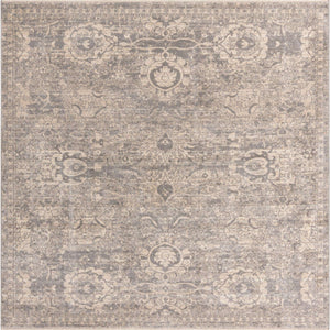 Gray 7' 10 x 7' 10 Lola Square Area Rug Polypropylene With Jute Backing Traditional Pattern Easy Clean Carpet for Home Interior Design for Sale at Rug Engine