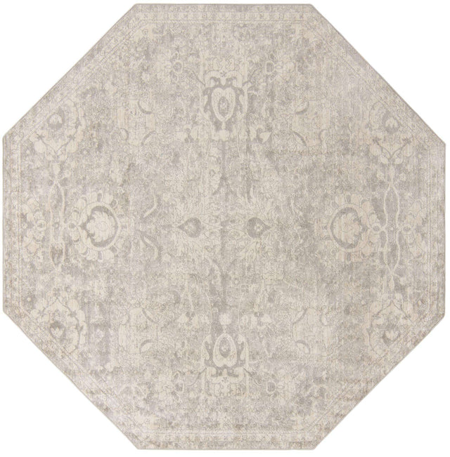 Gray 7' 10 x 7' 10 Lola Octagon Area Rug Polypropylene With Jute Backing Traditional Pattern Easy Clean Carpet for Home Interior Design for Sale at Rug Engine