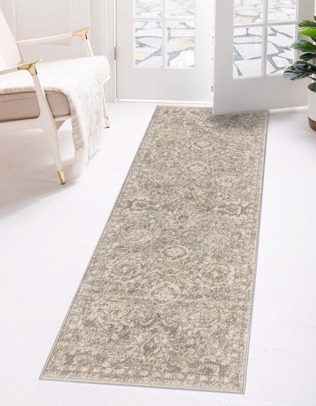 Gray 2' x 8' Lola Runner Area Rug Polypropylene With Jute Backing Traditional Pattern Easy Clean Carpet for Home Interior Design for Sale at Rug Engine