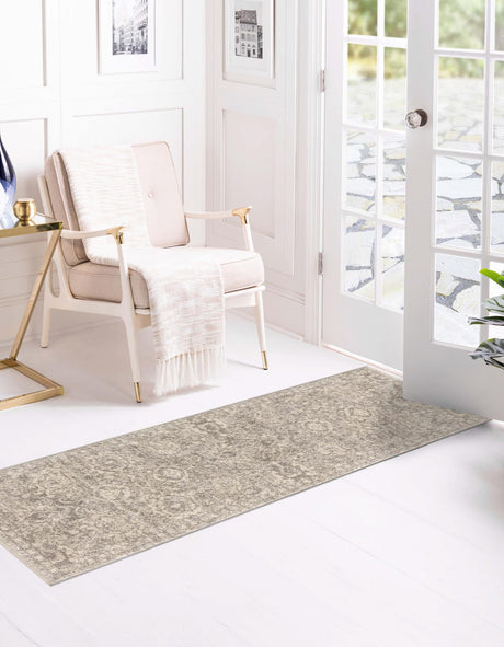 Gray 2' x 8' Lola Runner Area Rug Polypropylene With Jute Backing Traditional Pattern Easy Clean Carpet for Home Interior Design for Sale at Rug Engine