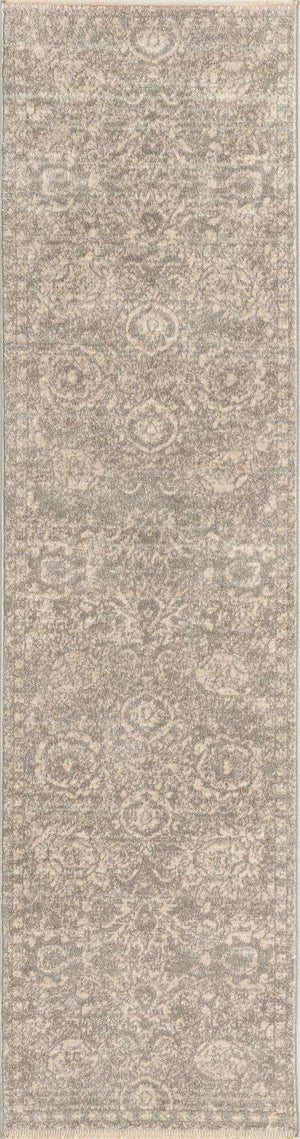 Gray 2' x 8' Lola Runner Area Rug Polypropylene With Jute Backing Traditional Pattern Easy Clean Carpet for Home Interior Design for Sale at Rug Engine