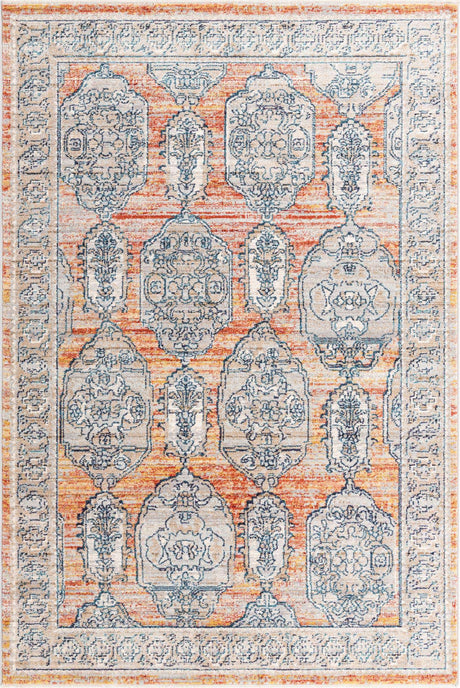 Brick Red 5' 3 x 8' Lola Rectangle Area Rug Polypropylene With Jute Backing Traditional Pattern Easy Clean Carpet for Home Interior Design for Sale at Rug Engine